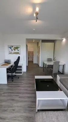 Salon; parquet, lumière naturelle, style moderne