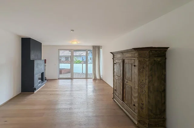 Living room; wood floor, fireplace, natural light