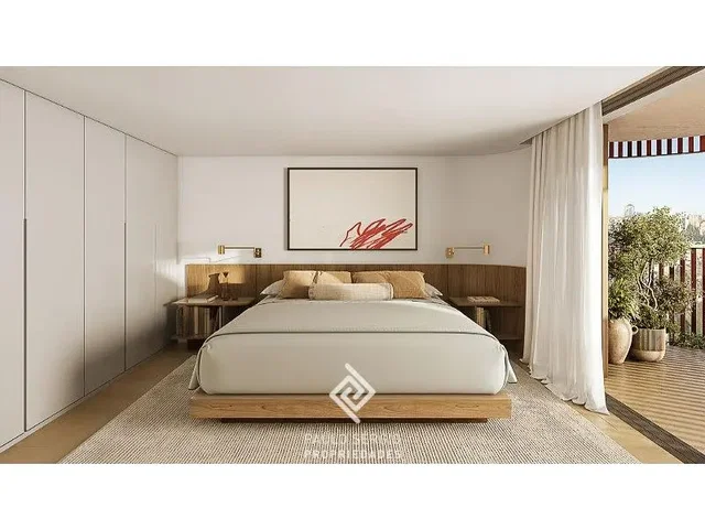Ložnice; přirozené světlo, moderní styl, dřevěná podlaha