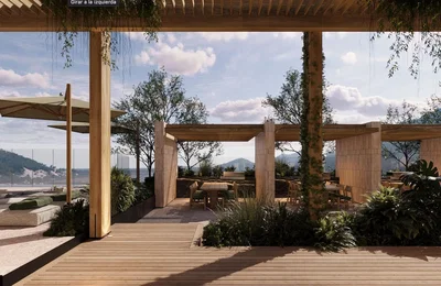 Terrasse; vue, lumière naturelle, style moderne