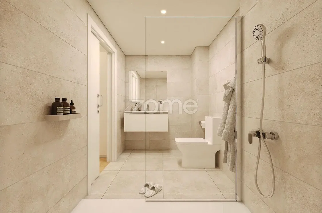 Bathroom; tile floor, renovated, natural light
