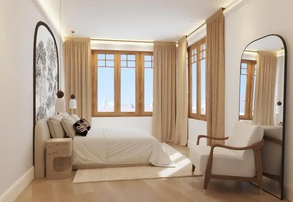 Bedroom; natural light, wood floor, modern style