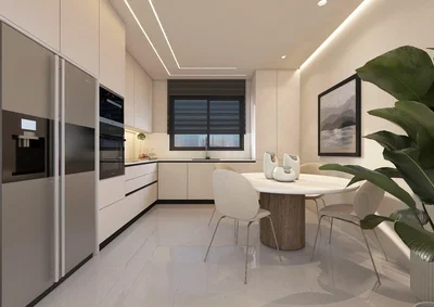 Cucina; elettrodomestici, pavimento in piastrelle, luce naturale, stile moderno, ristrutturato