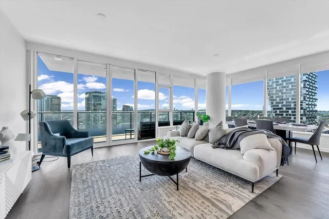 Living room; view, natural light, modern style, wood floor