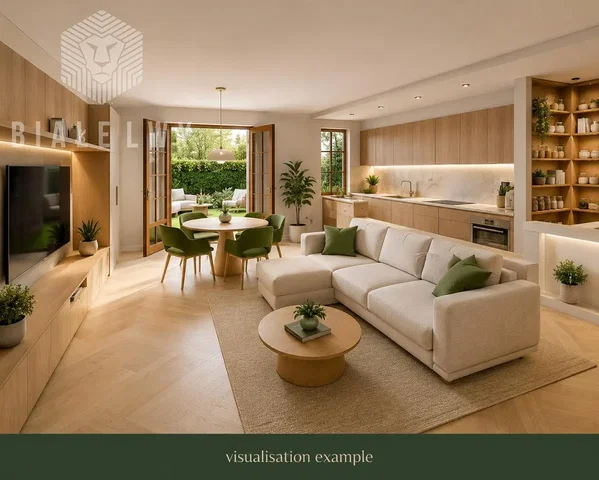 Salón; vista, electrodomésticos, luz natural, estilo moderno, suelo de madera