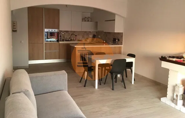 Salon; sprzęt kuchenny, podłoga drewniana, światło dzienne