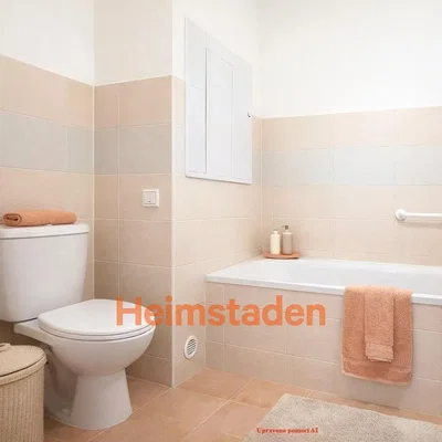 Toilet; tile floor, renovated, natural light