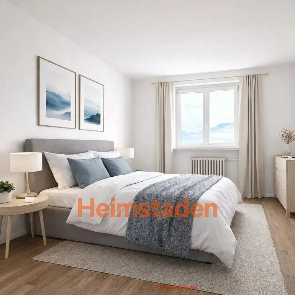 Camera da letto; pavimento in legno, luce naturale, stile moderno