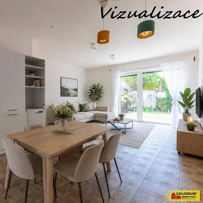 Wohnzimmer; fliesenboden, tageslicht, moderner stil