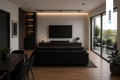 Oturma odası; manzara, ahşap zemin, doğal ışık, modern stil