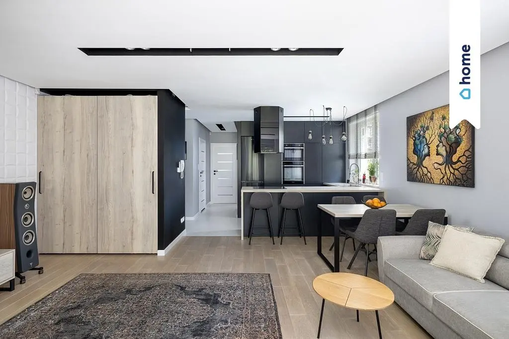 Salon; électroménager, parquet, style moderne, lumière naturelle