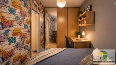 Dormitorio; estilo moderno, vigas de madera, luz natural