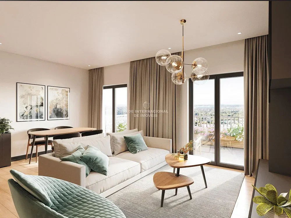 Living room; view, natural light, modern style, wood floor