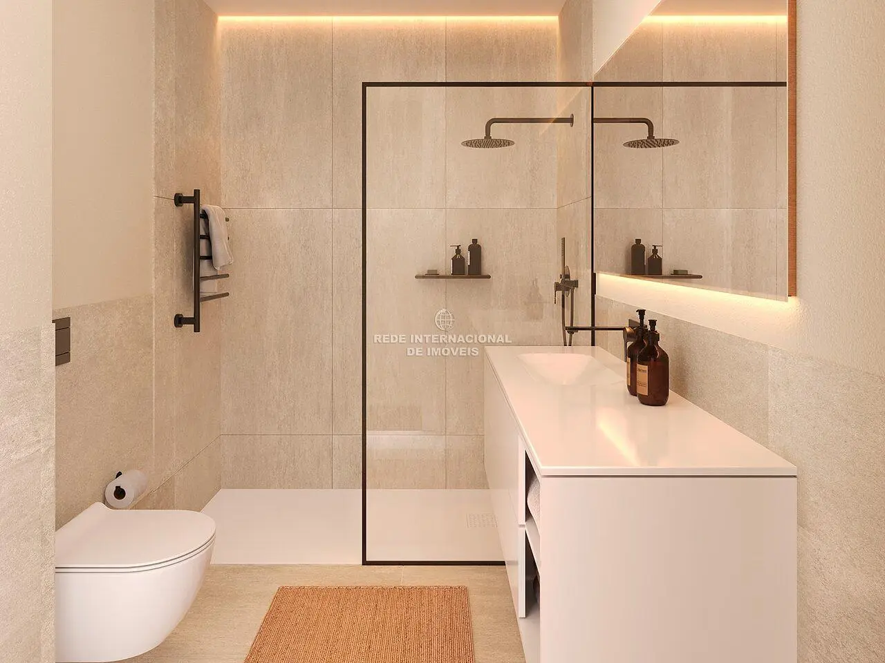 Bathroom; renovated, tile floor, natural light