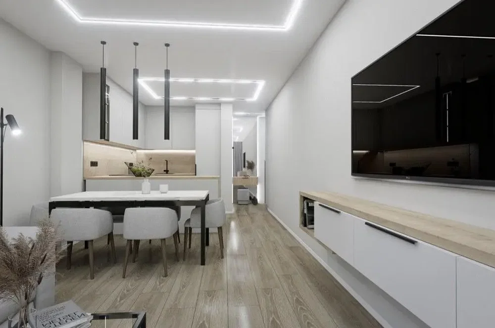 Wohnzimmer; holzboden, tageslicht, moderner stil, renoviert