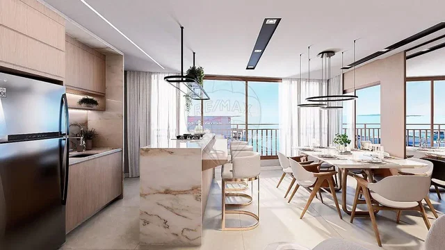 Cuisine; vue, électroménager, lumière naturelle, style moderne