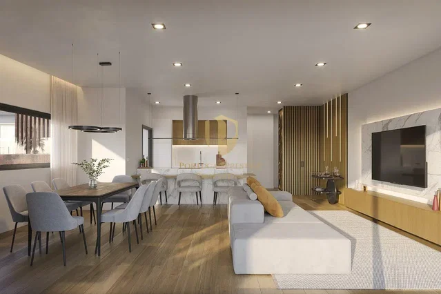 Wohnzimmer; tageslicht, holzboden, moderner stil, küchengeräte