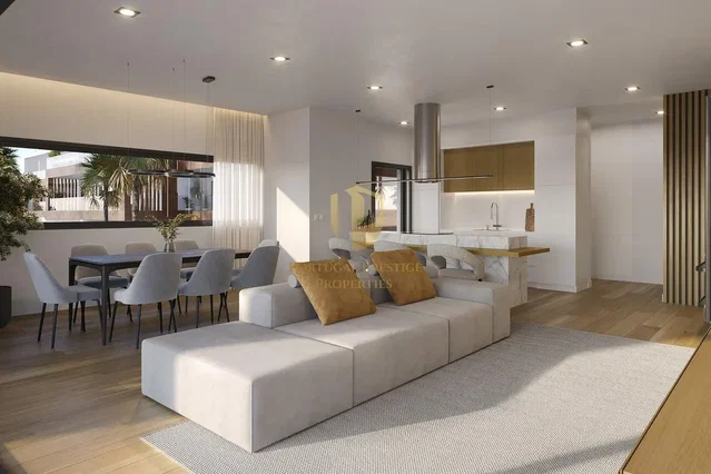Wohnzimmer; tageslicht, holzboden, moderner stil, küchengeräte