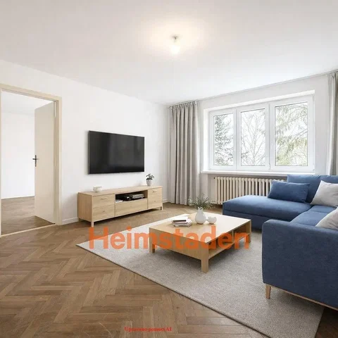 Woonkamer; houten vloer, natuurlijk licht, moderne stijl