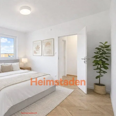 Slaapkamer; houten vloer, natuurlijk licht, moderne stijl