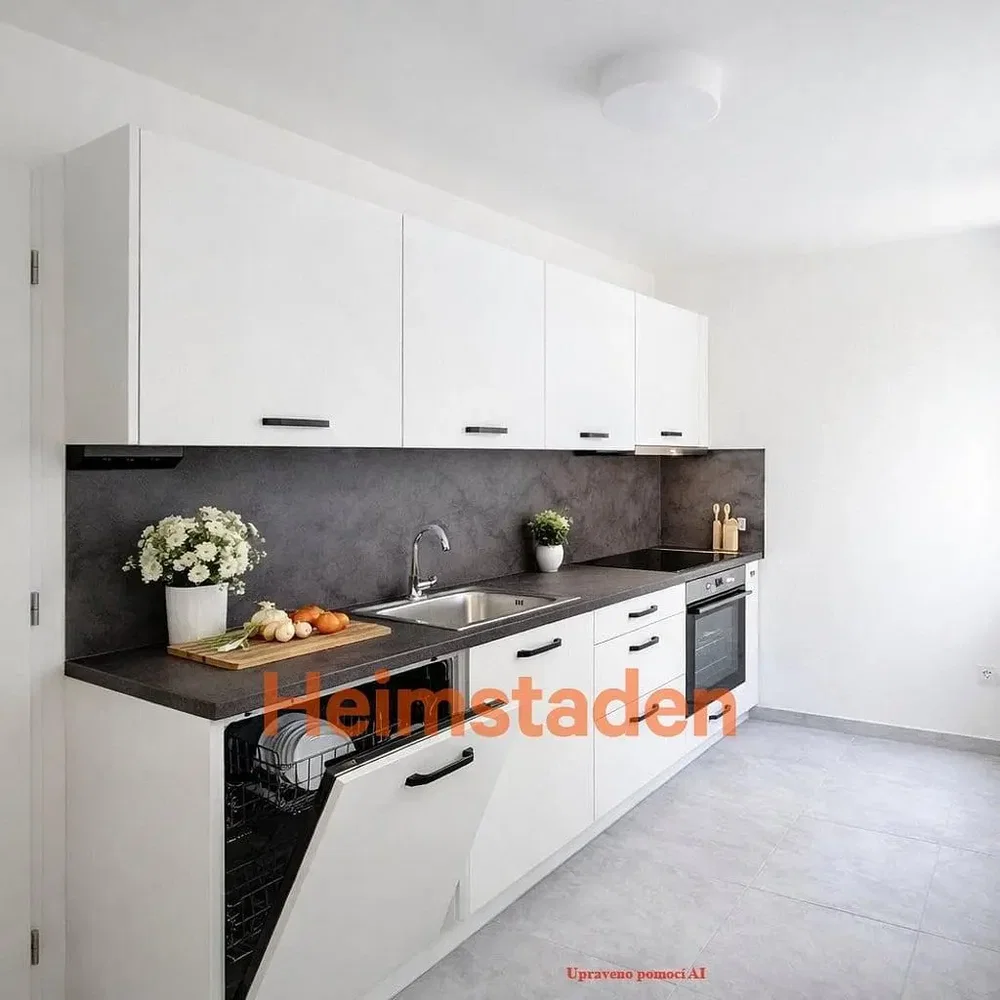 Kitchen; kitchen appliances, tile floor, natural light, renovated