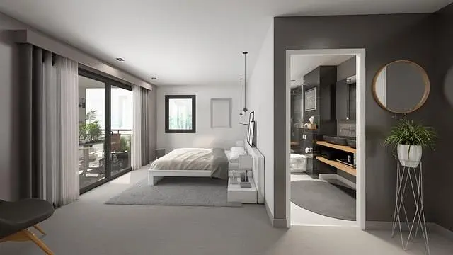Schlafzimmer; blick, tageslicht, moderner stil