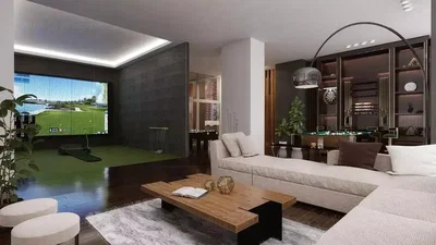 Living room; modern style, wood floor, natural light