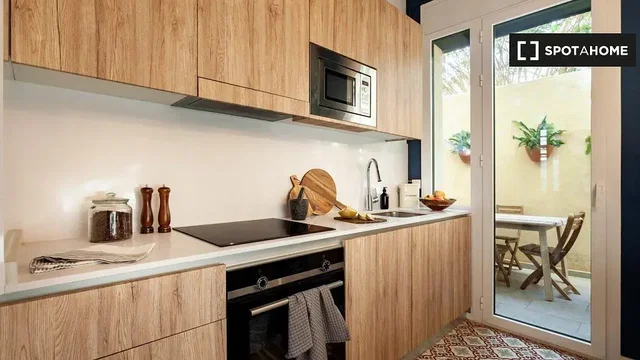 Cuisine; électroménager, lumière naturelle, style moderne