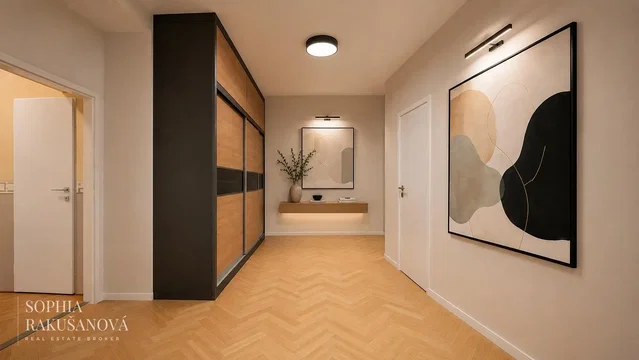 Guardaroba; pavimento in legno, stile moderno, luce naturale