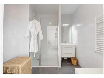 Bathroom; tile floor, renovated, natural light