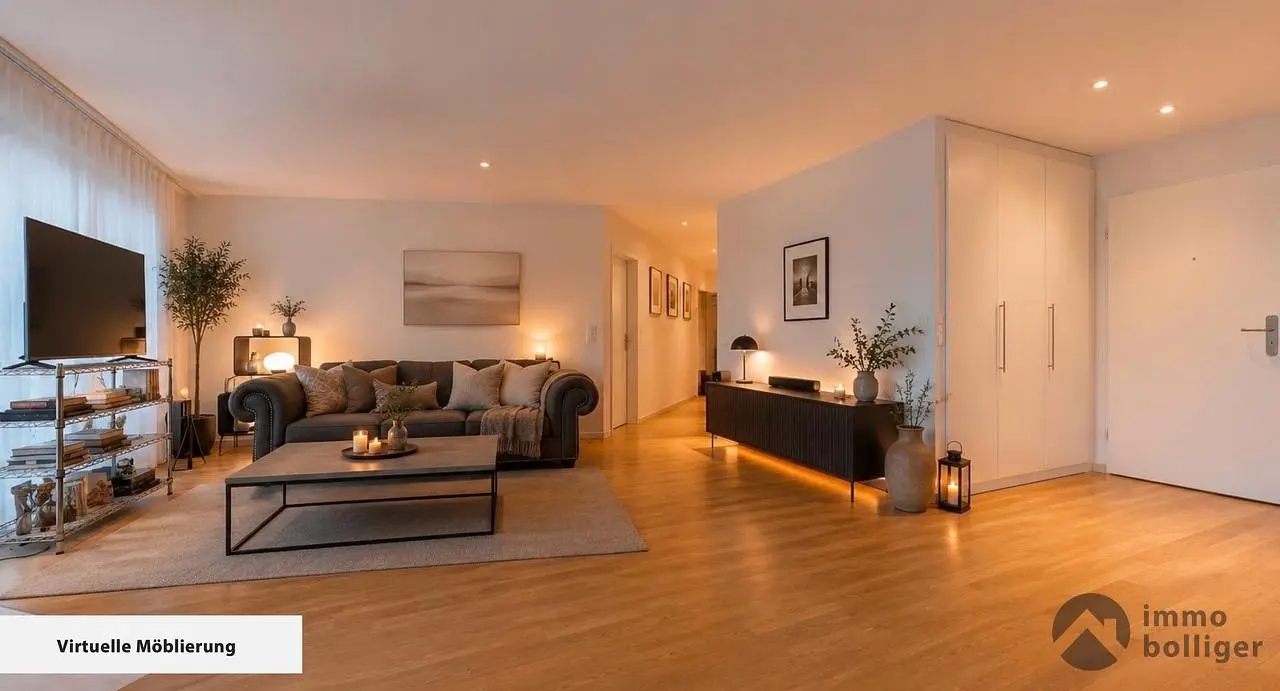 Living room; wood floor, natural light, modern style