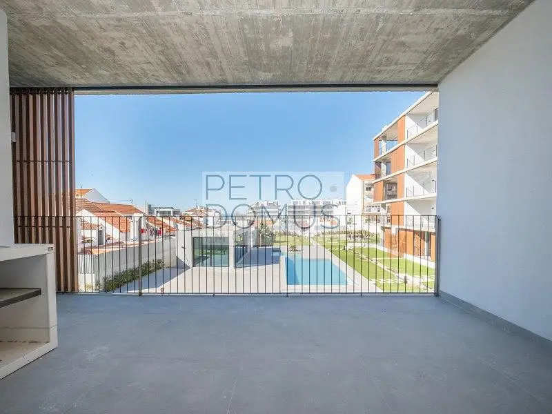 Balkon; blick, tageslicht, fliesenboden