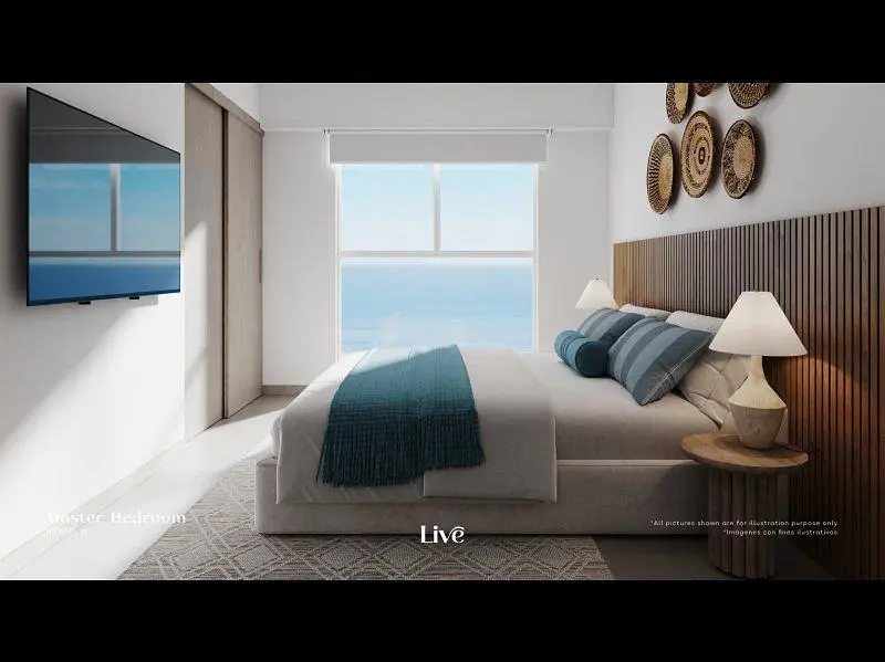 Ložnice; výhled, přirozené světlo, moderní styl