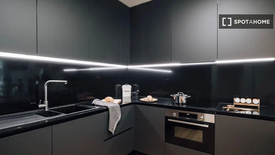 Küche; küchengeräte, moderner stil, renoviert, tageslicht