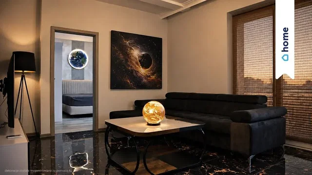 Obývací pokoj; moderní styl, tmavý interiér, dřevěná podlaha