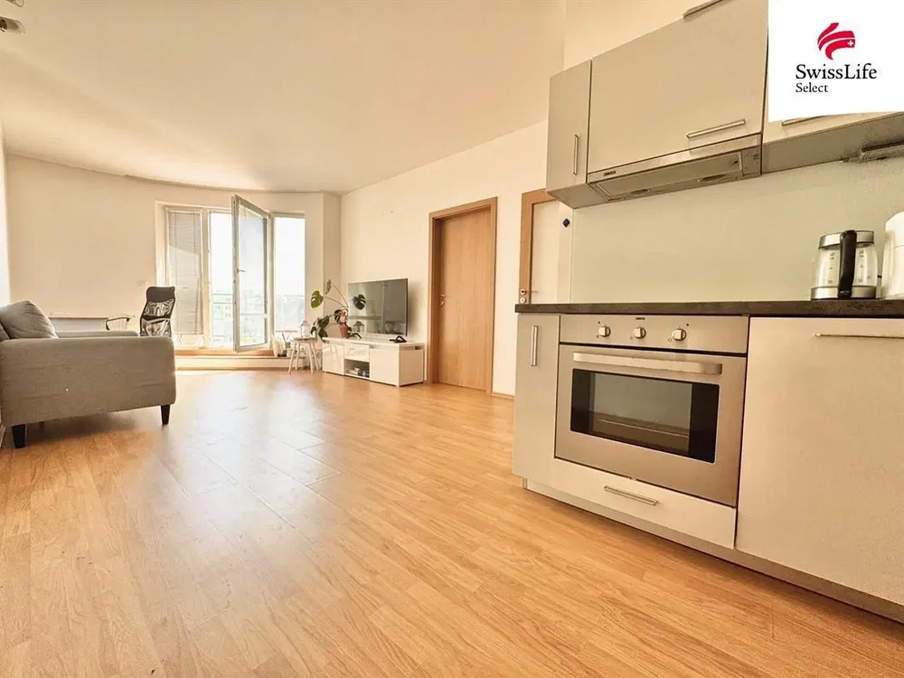Salon; parquet, lumière naturelle, électroménager