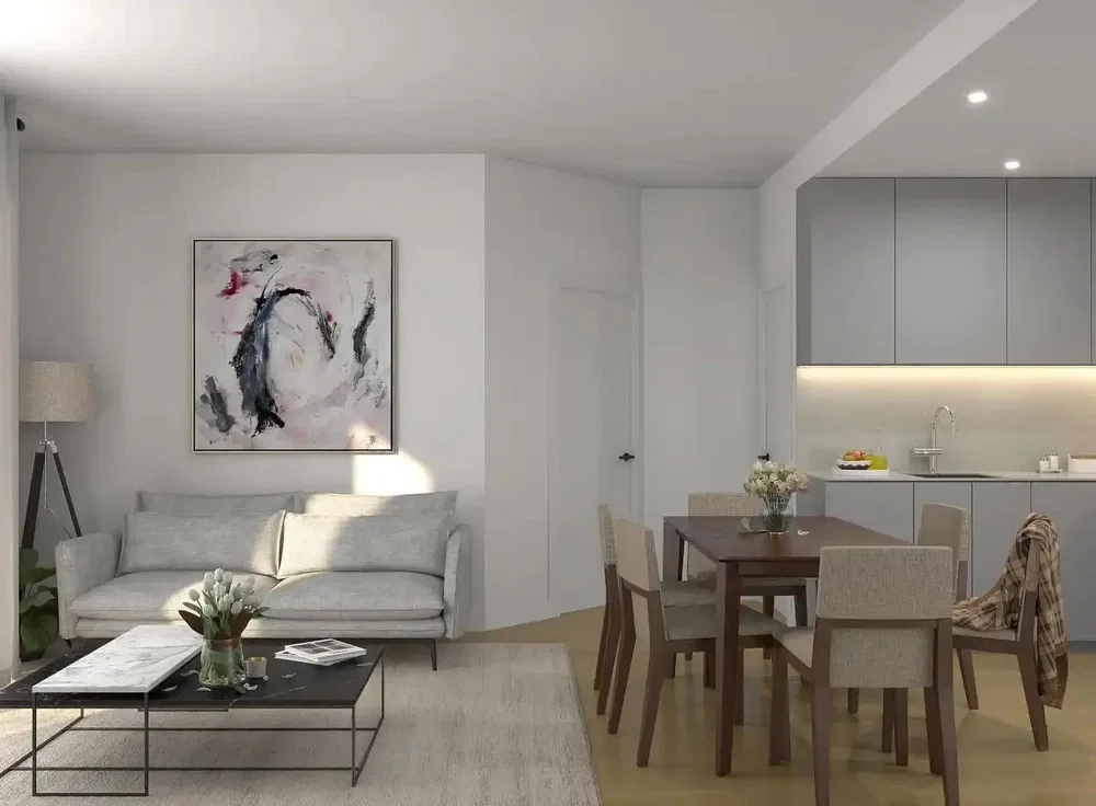 Salón; luz natural, estilo moderno, electrodomésticos