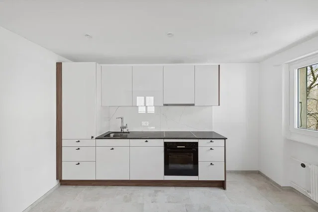 Cuisine; électroménager, carrelage, lumière naturelle, rénové