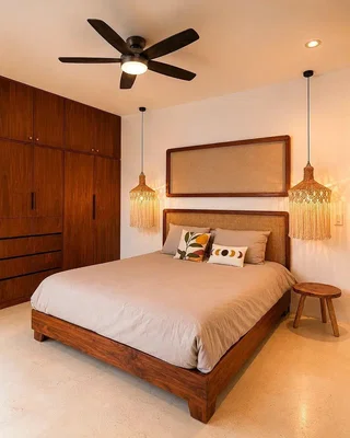 Camera da letto; luce naturale, stile moderno, pavimento in legno