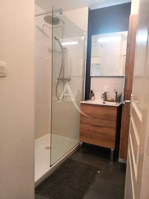 Badkamer; tegelvloer, gerenoveerd, natuurlijk licht