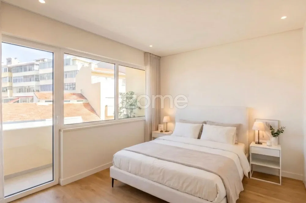 Dormitorio; luz natural, suelo de madera, estilo moderno