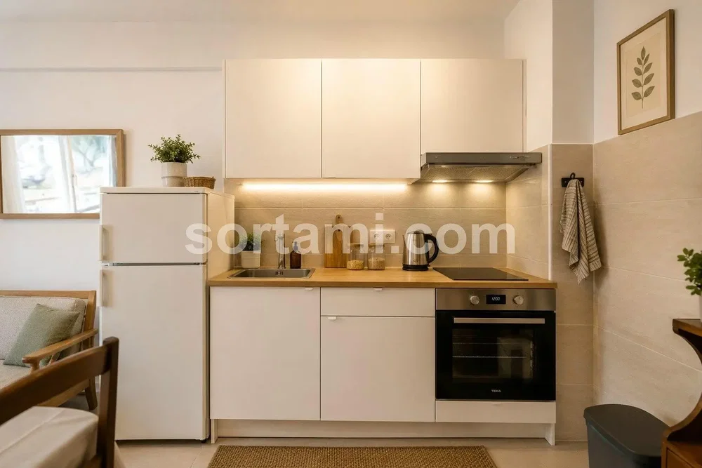 Keuken; keukenapparatuur, natuurlijk licht, moderne stijl