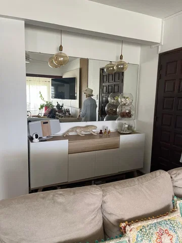 Living room; modern style, natural light, wood floor