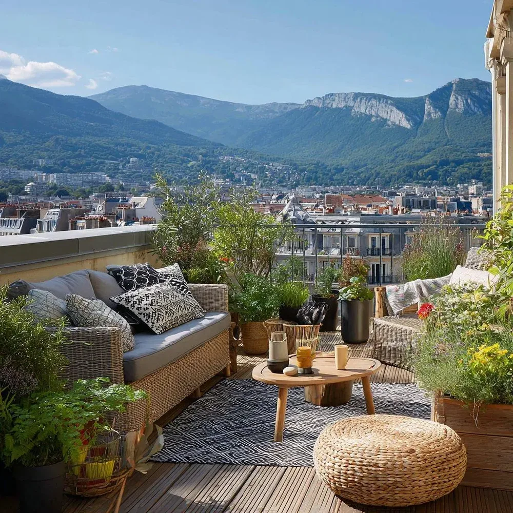 Terrasse; blick, holzboden, tageslicht, rustikaler stil