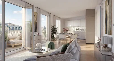 Wohnzimmer; blick, tageslicht, moderner stil, holzboden