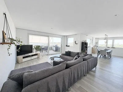 Soggiorno; luce naturale, pavimento in legno, stile moderno
