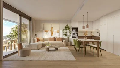Oturma odası; manzara, doğal ışık, modern stil, ahşap zemin