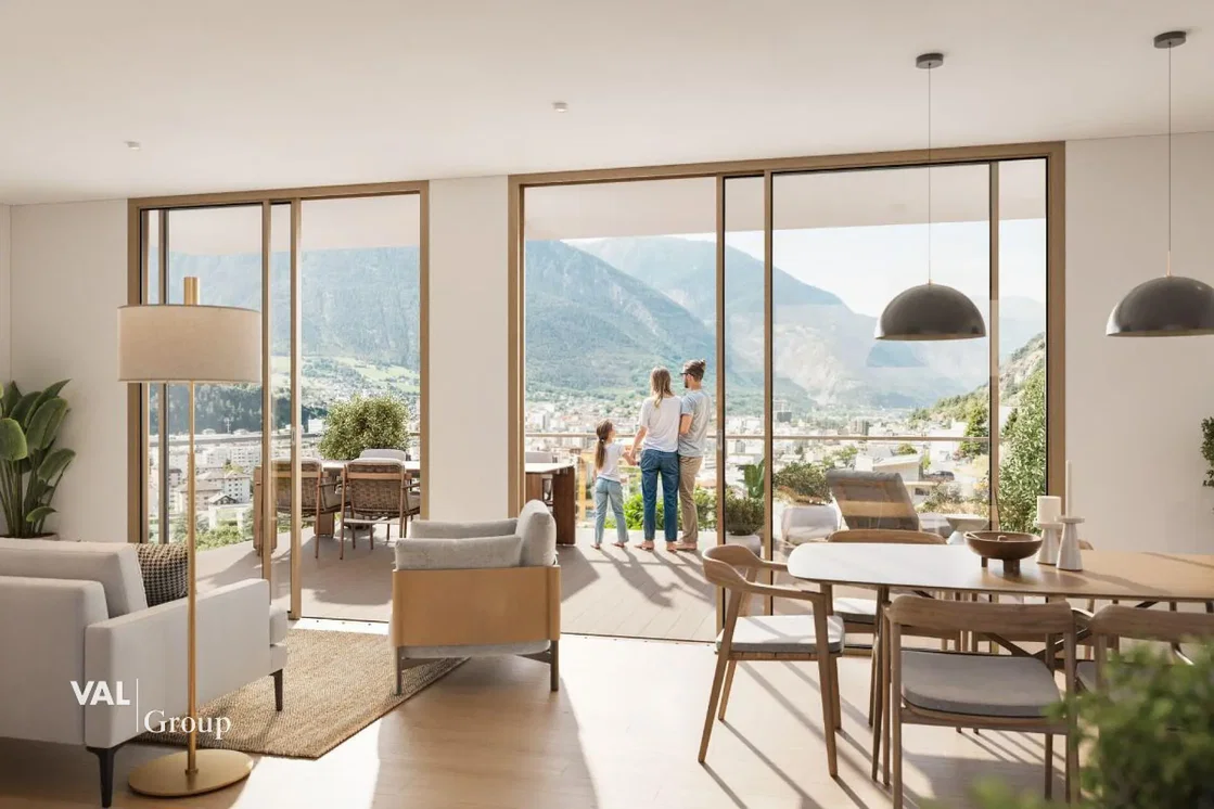 Woonkamer; uitzicht, natuurlijk licht, moderne stijl