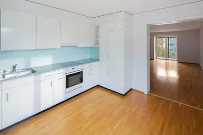 Cucina; pavimento in legno, luce naturale, elettrodomestici