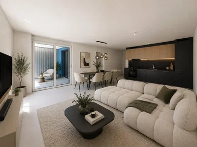 Wohnzimmer; tageslicht, moderner stil, fliesenboden